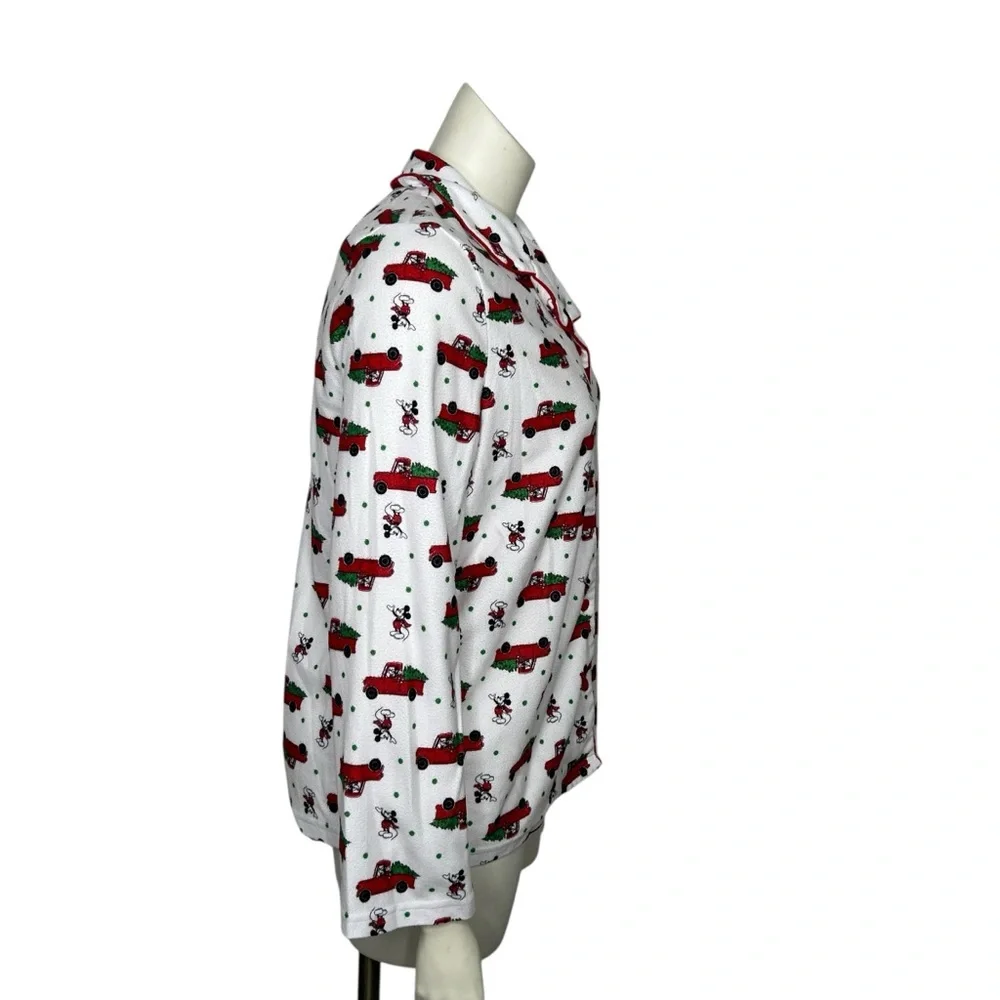Disney Christmas Pajama Set Mickey Mouse Red Truck Women's Large White Xmas Tree - Picture 6 of 16